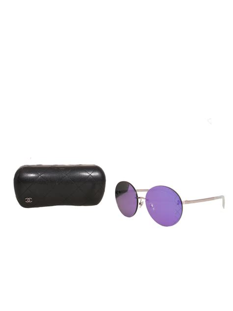 chanel purple mirror round quilting 4216 c.124 4v 58 sunglasses|CHANEL Round Sunglasses for Women .